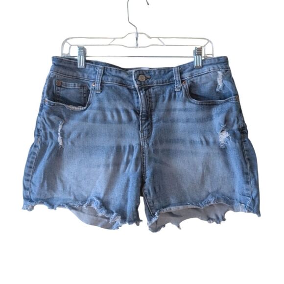 Levi's Mid Rise Distressed Cut Off Denim Shorts Cowgirl Size 14 W 32 - Picture 1 of 9